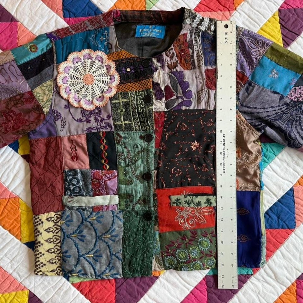 Sacred Threads Multicolored Patchwork Quilted Col… - image 7